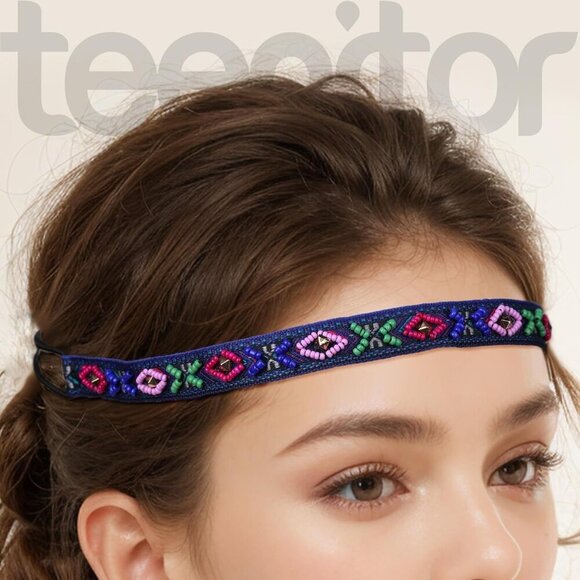 Women\'s Elastic Rhinestone Beaded Headbands Set Vintage Hair Accessories main image 6